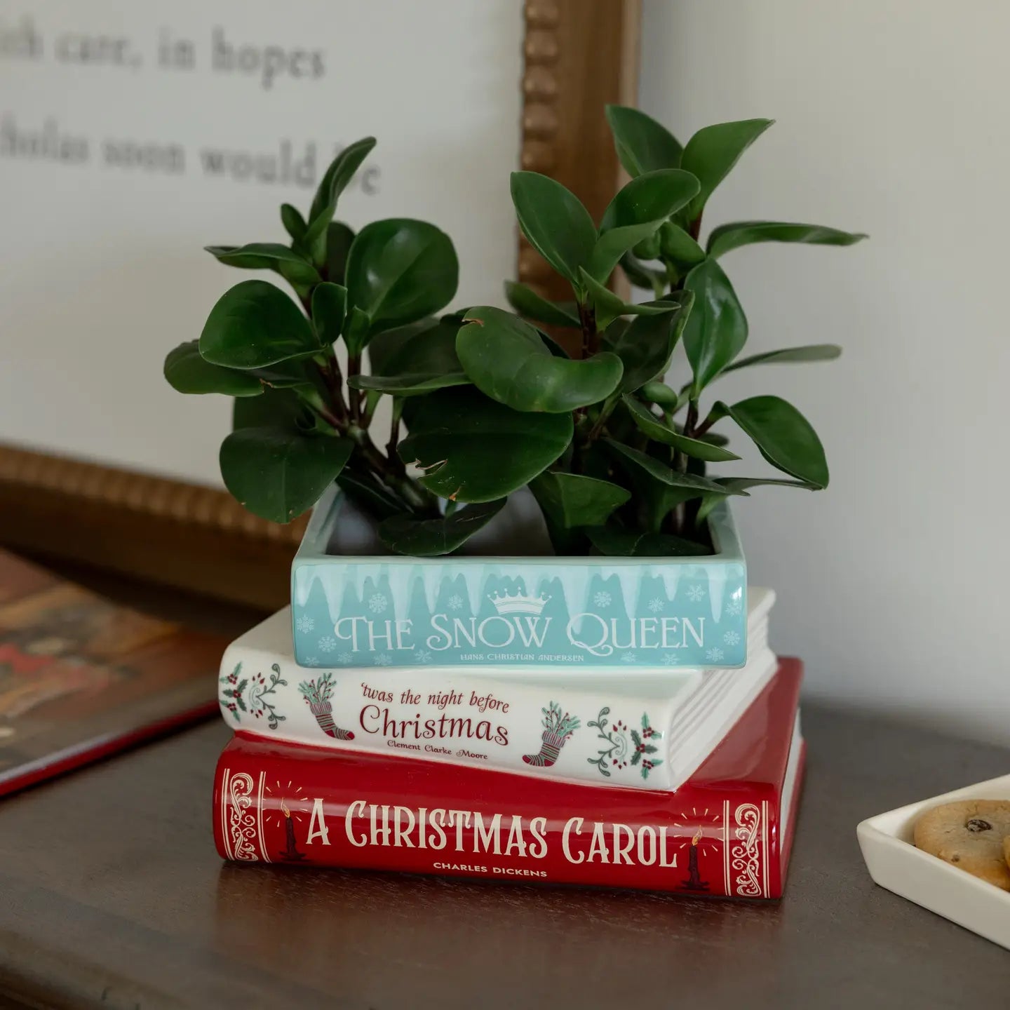 Christmas Stacked Books Planter