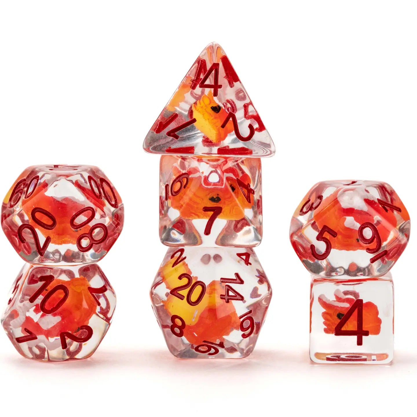 Dragon Storm Inclusion Resin Dice Set: Red Dragon