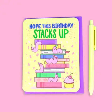 Stacks Up Book Birthday Card
