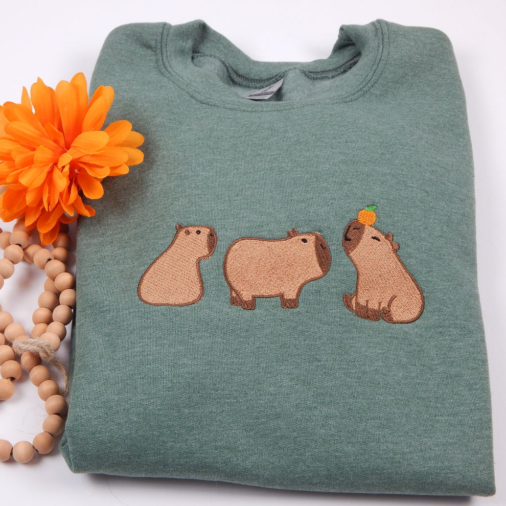 Capybara Trio Crewneck Sweatshirt – Wading Hawk Creations