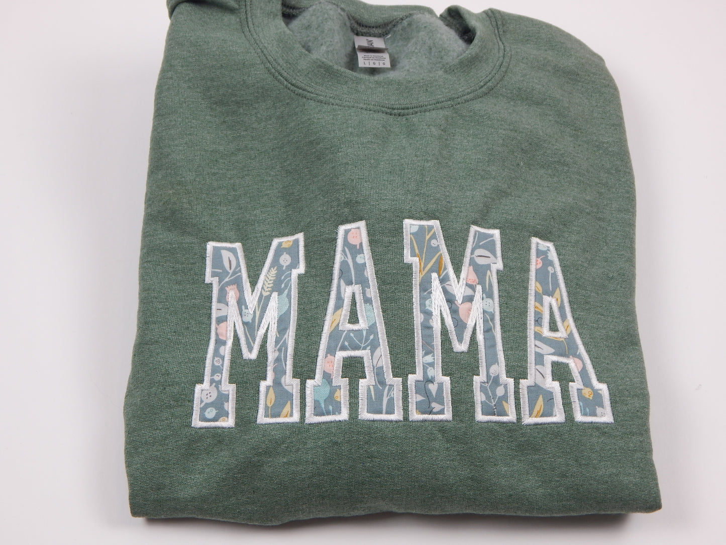 MAMA Sweatshirt with Muted Floral Fabric