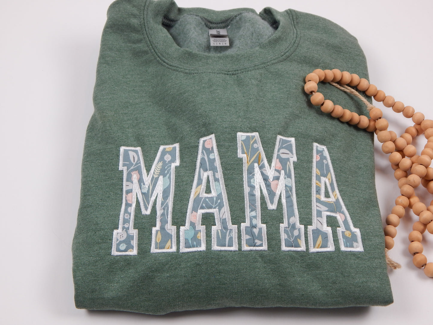 MAMA Sweatshirt with Muted Floral Fabric