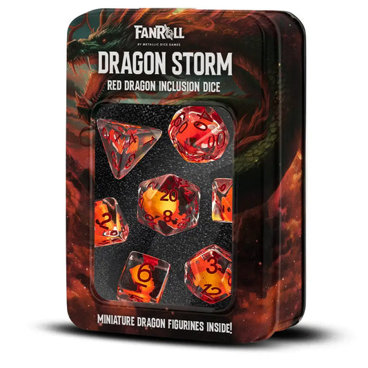 Dragon Storm Inclusion Resin Dice Set: Red Dragon
