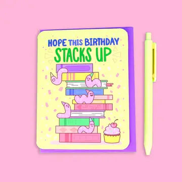 Stacks Up Book Birthday Card